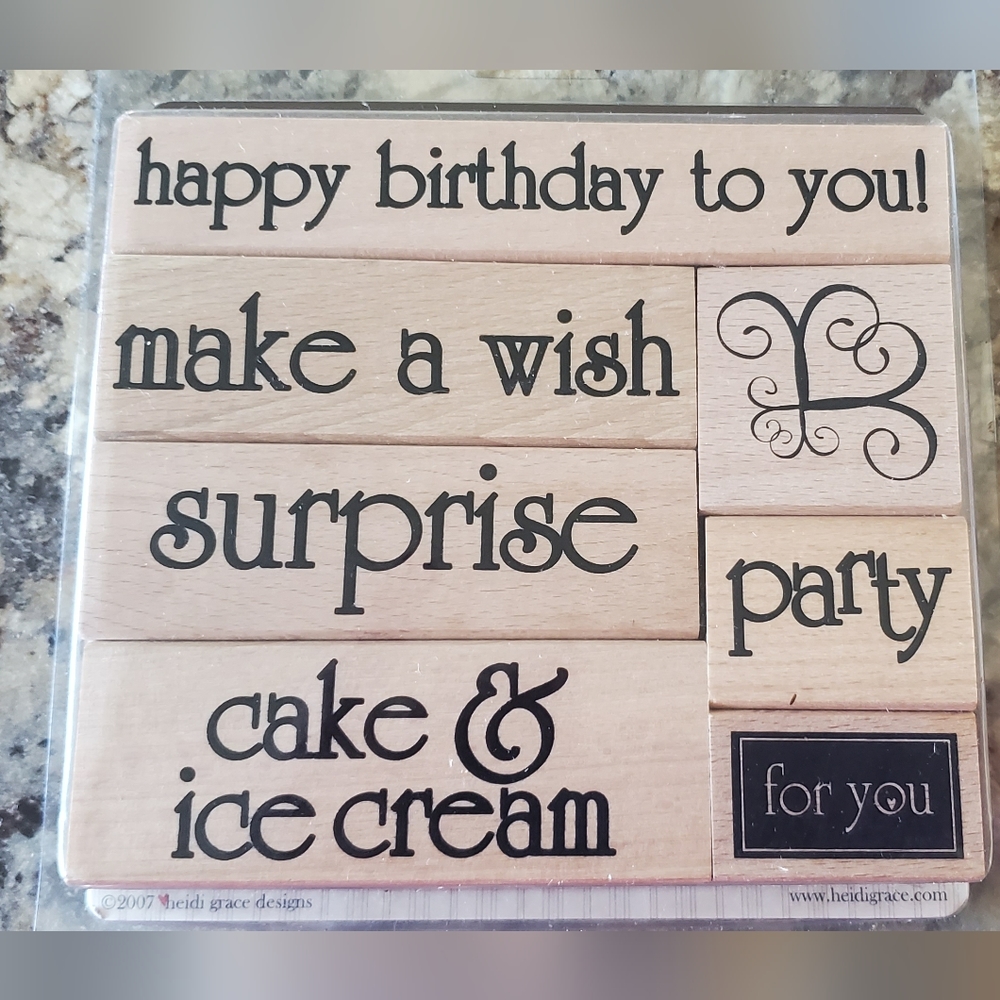 Heidi Grace Designs 7 Pc Happy Birthday Rubber Stamp Collection